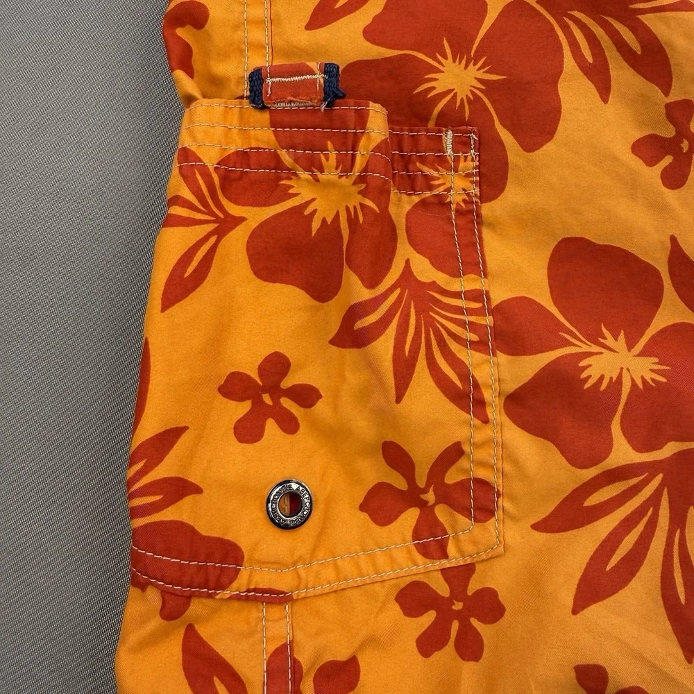 VTG Abercrombie & Fitch‎ Long Board Shorts Men's L Orange Red Floral Y2K 90's